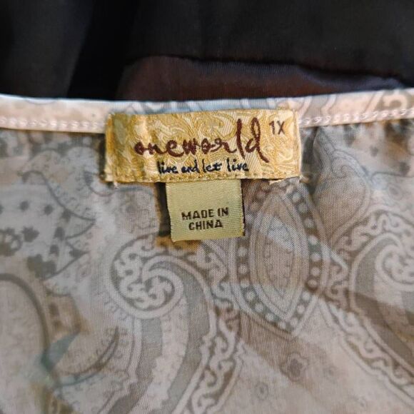 One World Women's Paisley Pattern Embellished Sheath Dress White & Black XL NWT - Picture 3 of 12